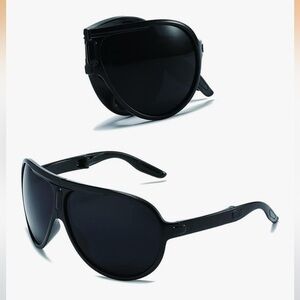 Black Folding Aviators Sunglasses Unisex